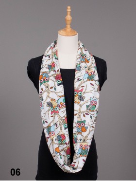 OWL & BRANCH PRINT LOOP SCARF